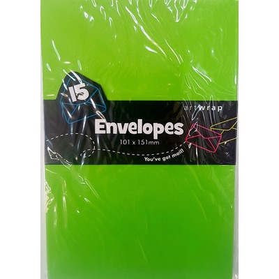 Lime Green Envelopes (101mm x 151mm) Pk 15