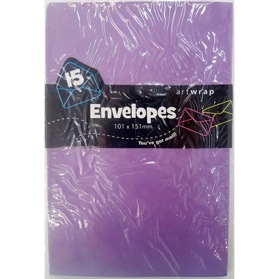 Purple Envelopes (101mm x 151mm) Pk 15