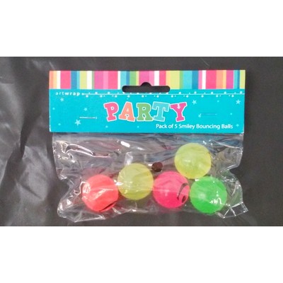 Smiley Bouncing Balls Party Favours Pk 5