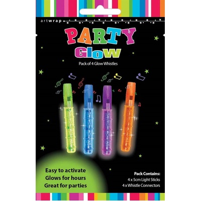 Glow Stick Whistles Party Favours (Pk 4)