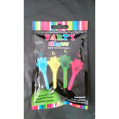 Glow Hand Clappers Party Favours Pk 4