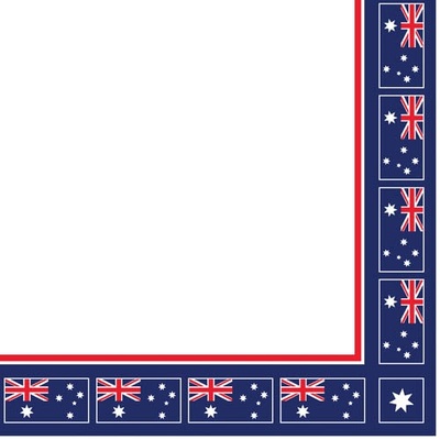 Australian Flag Border Print Lunch Napkins Pk 16