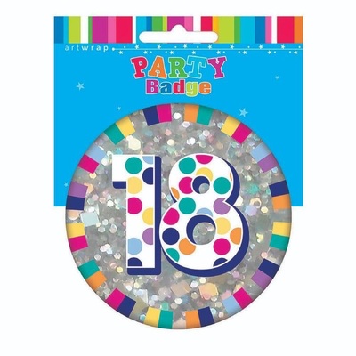 Giant Rainbow Dots 18 Party Badge