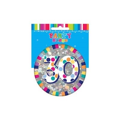 Giant Rainbow Dots 30 Birthday Badge (Pk 1)