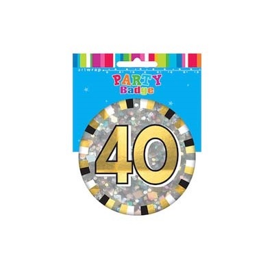 Giant Silver Gold Black 40 Party Badge (Pk 1)