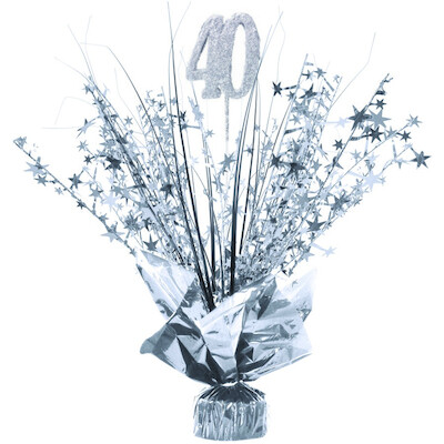 Silver 40 Centrepiece Weight & Pick with Stars Pk 1