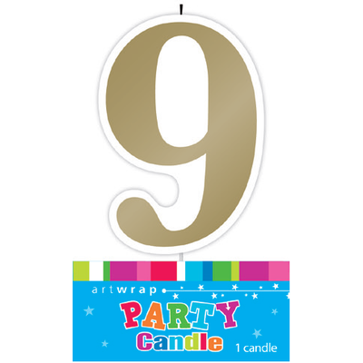 #9 Gold Party Candle Pk 1