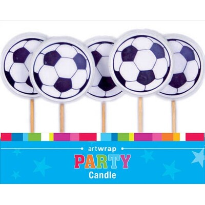 Soccer Ball Birthday Cake Candles on Picks 5 Pack | Football Cake Decorations