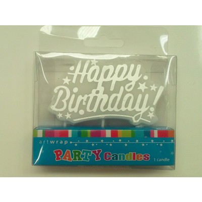 Formal Happy Birthday Silver Party Candle Pk 1