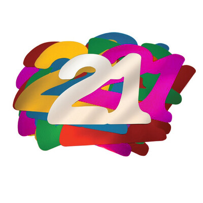 Number 21 Giant Foil Cutout Confetti Assorted Colours Pk 30 
