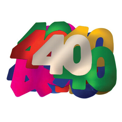 Number 40 Giant Foil Cutout Confetti Assorted Colours Pk 30 