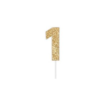 Gold Glitter Cake Topper Number 1 (8cm)