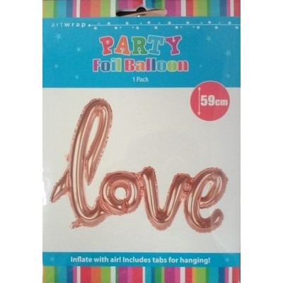 Rose Gold Foil Balloon Love Script Banner Pk 1 (Air Inflation Only)