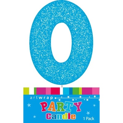 Blue Glitter Number 0 Zero Cake Candle (6cm)