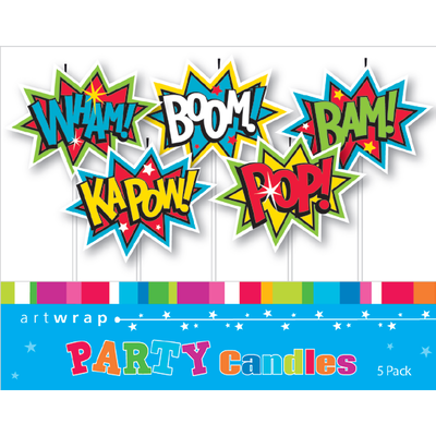 Super Hero Party Cake Candles Pk 5