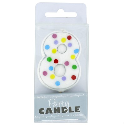 Party Candle Polka Dots #8 Pk1 