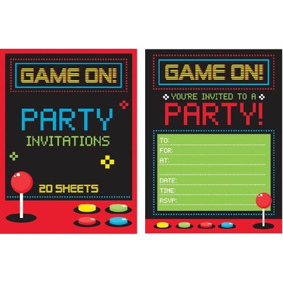 Teen Boy 80s Arcade Game On Invitation Pad (Pk 20)
