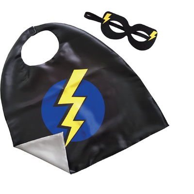 Child Black Super Hero Costume Set (Cape & Mask) Pk 1