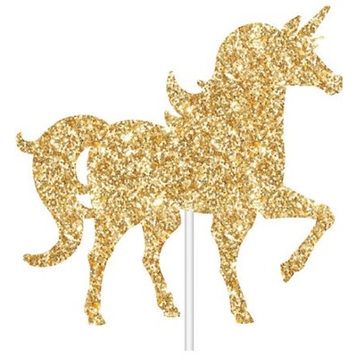 Unicorn Gold Glitter Cake Topper Pk 1