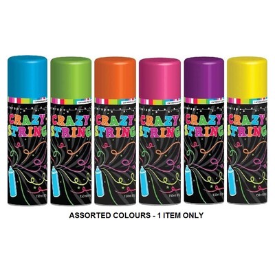 Crazy Silly String Assorted Colours 150ml Pk 1