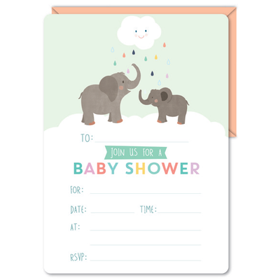Baby Shower Invitations & Envelopes Pk 16