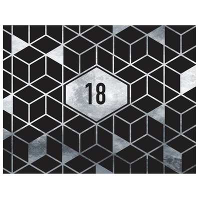 18th Birthday Black & Silver Geometric Keepsake Book Pk 1