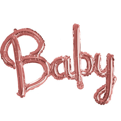 Rose Gold Foil Balloon Baby Script Banner Pk 1 (Air Inflation Only)