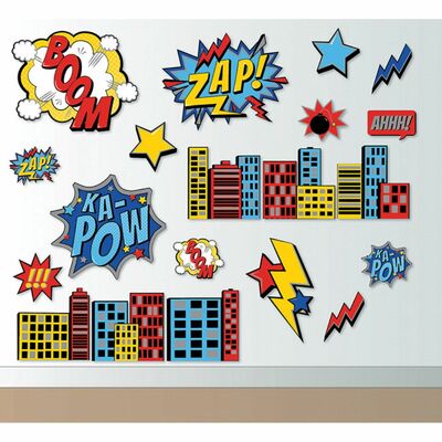 Super Hero Party Cutout Wall Decorations Pk 20