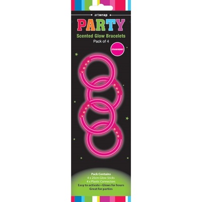 Pink Strawberry Scented Glow Stick Party Bracelets (Pk 4)