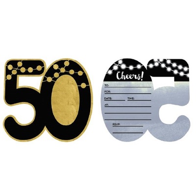 50th Birthday Invitations & Envelopes (Pk 8)