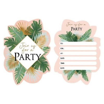  Tropical Party Invitations & Envelopes Pk 8