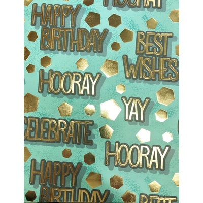 Deluxe Birthday Text Gift Wrap 700mm x 495mm (Pk 1)