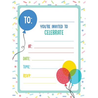 General Balloons Party Invitation Pad Pk 20