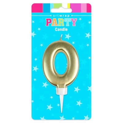 Metallic Gold Number 0 Cake Candle Large Birthday Anniversary Candle