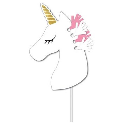 Unicorn Cake Topper with Pink and White Tassels