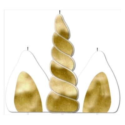 Gold Unicorn Candle Set Pk 3