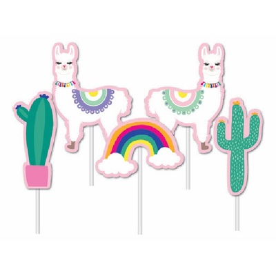 Assorted Shaped Llama Cake Toppers Pk 5