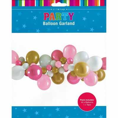 Pink & Gold Balloon Garland Kit (40 Balloons & Tape) Pk 1