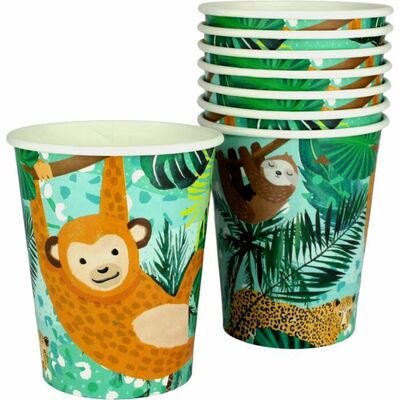 Jungle Party Paper Cups 250ml Pk 8