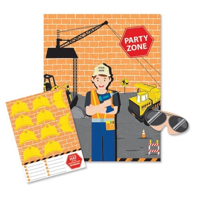 Pin The Hat On The Construction Worker Party Game