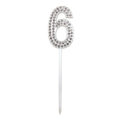 Diamante Number 6 Six Cake Topper
