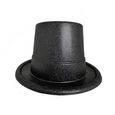 Black Glitter Plastic Top Hat