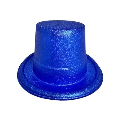 Blue Glitter Plastic Top Hat