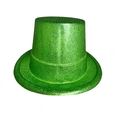 Green Glitter Plastic Top Hat