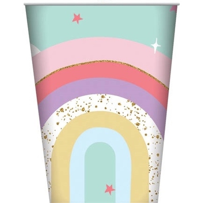 Rainbow Paper Party Cups (Pk 8)