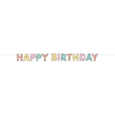 Pastel Happy Birthday Bunting Banner 2.5m