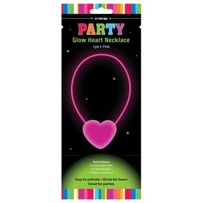 Pink Heart Glow Stick Party Necklace (Pk 1)