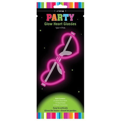 Pink Heart Shape Glow Stick Party Glasses (Pk 1)