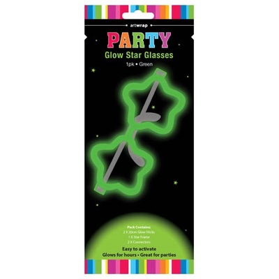 Green Star Shape Glow Stick Party Glasses (Pk 1)