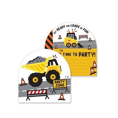 Construction Party Invitations & Envelopes (Pk 8)